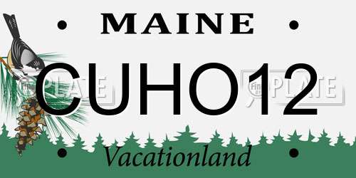 CUHO12 Maine License Plate