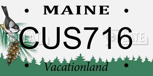 CUS716 Maine License Plate