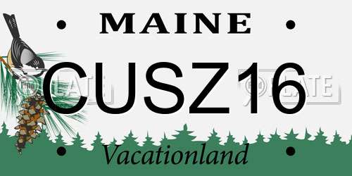CUSZ16 Maine License Plate