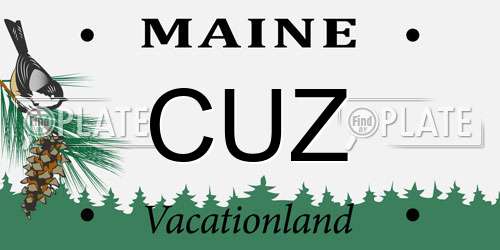 CUZ Maine License Plate