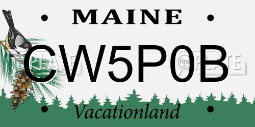 CW5P0B Maine License Plate
