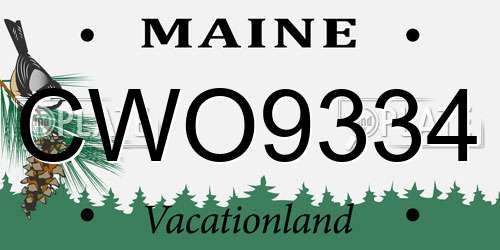 CWO9334 Maine License Plate