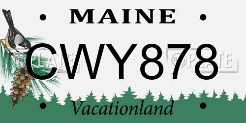 CWY878 Maine License Plate