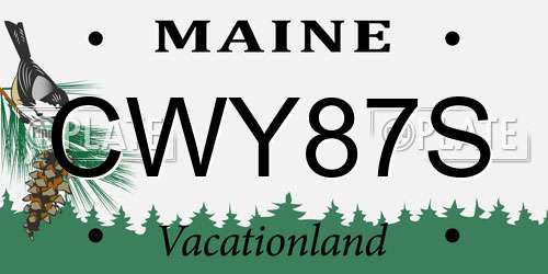 CWY87S Maine License Plate
