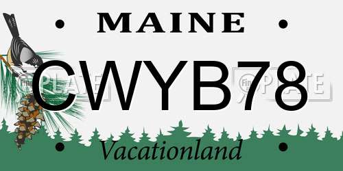CWYB78 Maine License Plate
