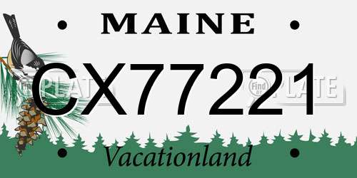 CX77221 Maine License Plate