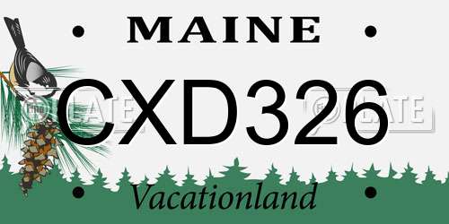 CXD326 Maine License Plate