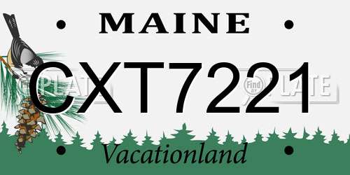 CXT7221 Maine License Plate
