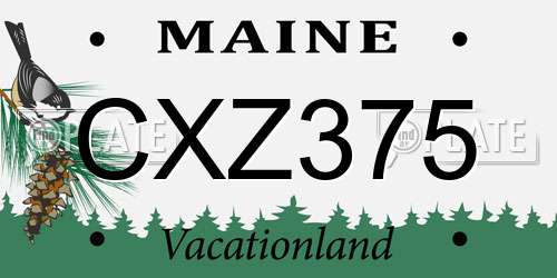 CXZ375 Maine License Plate