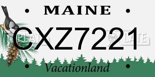 CXZ7221 Maine License Plate