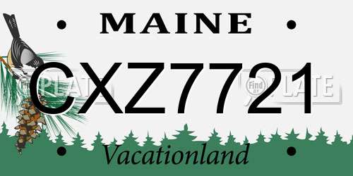 CXZ7721 Maine License Plate