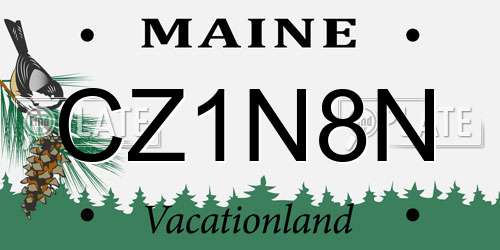 CZ1N8N Maine License Plate