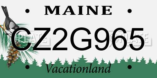 CZ2G965 Maine License Plate
