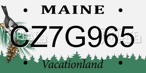 CZ7G965 Maine License Plate