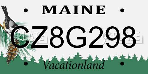 CZ8G298 Maine License Plate