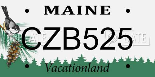 CZB525 Maine License Plate