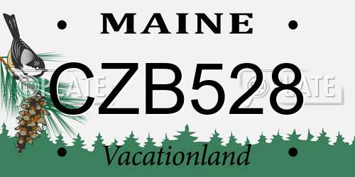 CZB528 Maine License Plate
