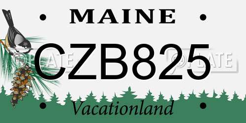 CZB825 Maine License Plate