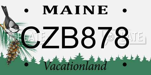 CZB878 Maine License Plate