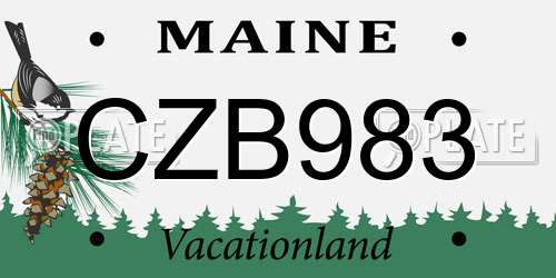 CZB983 Maine License Plate