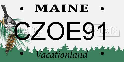 CZOE91 Maine License Plate