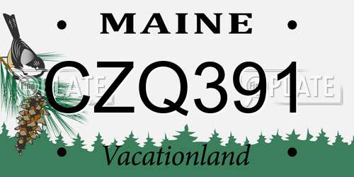 CZQ391 Maine License Plate