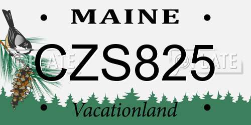 CZS825 Maine License Plate