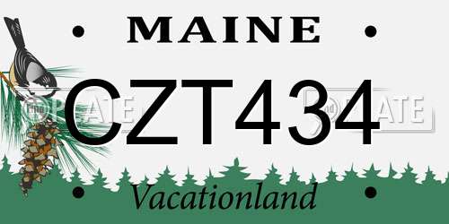 CZT434 Maine License Plate