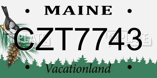 CZT7743 Maine License Plate