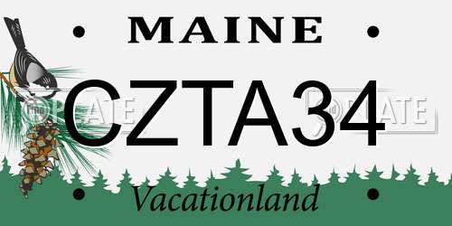 CZTA34 Maine License Plate