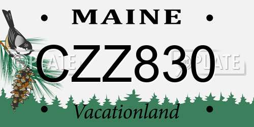 CZZ830 Maine License Plate