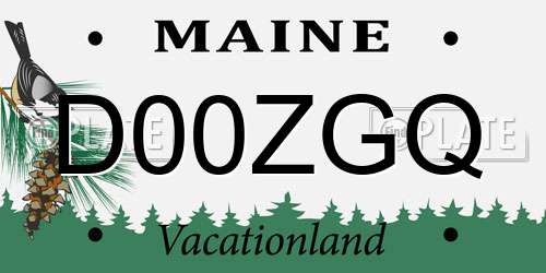 D00ZGQ Maine License Plate