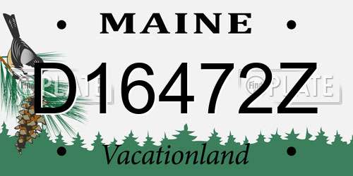 D16472Z Maine License Plate