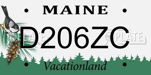D206ZC Maine License Plate