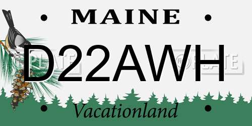 D22AWH Maine License Plate