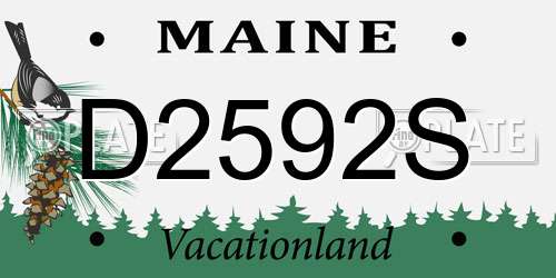 D2592S Maine License Plate