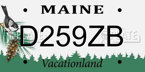 D259ZB Maine License Plate