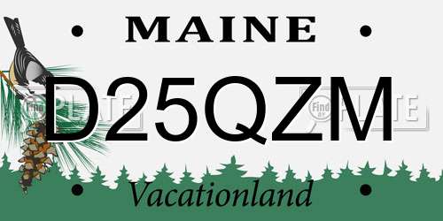 D25QZM Maine License Plate