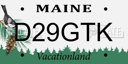 D29GTK Maine License Plate
