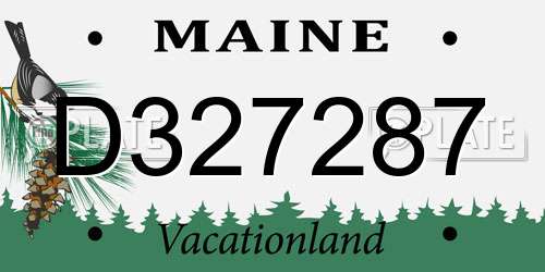 D327287 Maine License Plate
