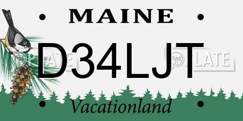 D34LJT Maine License Plate
