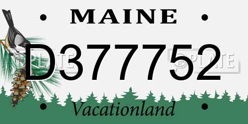 D377752 Maine License Plate