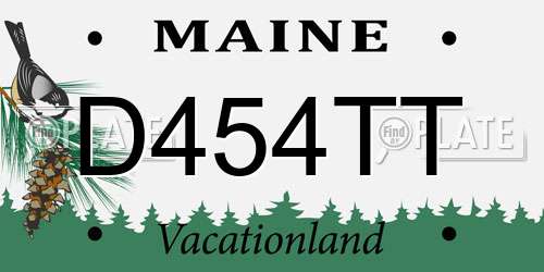 D454TT Maine License Plate