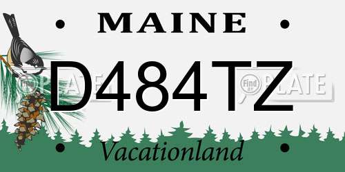 D484TZ Maine License Plate