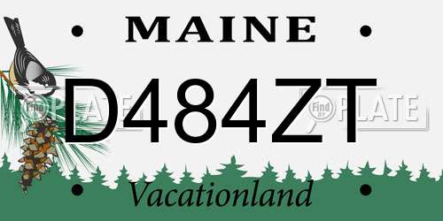 D484ZT Maine License Plate