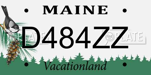 D484ZZ Maine License Plate