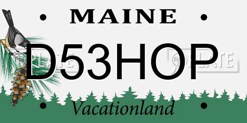 D53HOP Maine License Plate