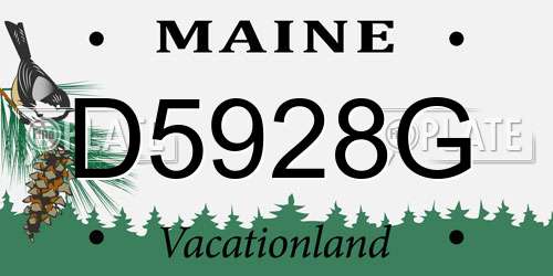 D5928G Maine License Plate