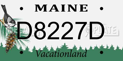 D8227D Maine License Plate