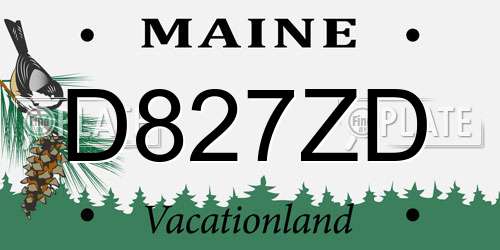 D827ZD Maine License Plate